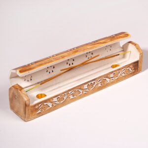 Wooden Incense Box-White Floral-30cm