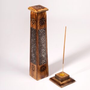 Handcrafted Wooden Incense Holder-Metal Plate-30cm